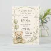 Uitnodiging voor Little Bear Baby Shower (Staand voorkant)