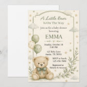 Uitnodiging voor Little Bear Baby Shower (Voorkant / Achterkant)