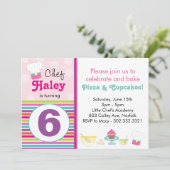 Uitnodiging voor Little Chef's Bakfeest (Staand voorkant)