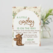 Uitnodiging voor Little Cowboy Baby Shower (Staand voorkant)