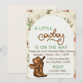 Uitnodiging voor Little Cowboy Baby Shower (Voorkant / Achterkant)