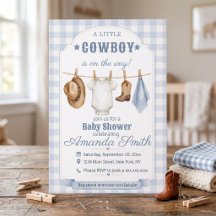 Uitnodiging voor Little Cowboy Baby Shower | Weste