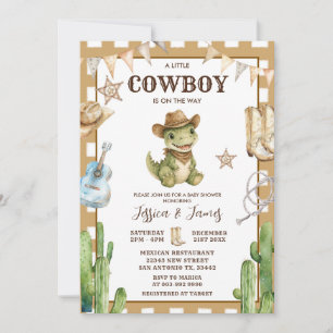Uitnodiging voor Little Cowboy Dinosaur Baby Showe