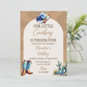 Uitnodiging voor Little Cowboy-verjaardagsfeestje (Staand voorkant)