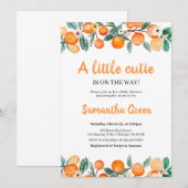 Uitnodiging voor Little Cutie Baby Shower (Voorkant / Achterkant)