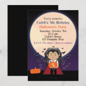 Uitnodiging voor Little Dracula Halloween-verjaard (Voorkant / Achterkant)