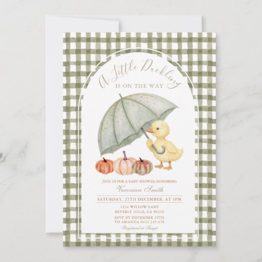 Uitnodiging voor Little Duckling-herfstbabyshower (Voorkant)