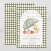 Uitnodiging voor Little Duckling-herfstbabyshower (Voorkant / Achterkant)