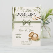 Uitnodiging voor Little Dumpling Baby Shower (Staand voorkant)