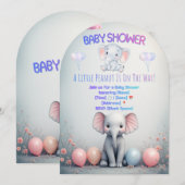 Uitnodiging voor Little Elephant Baby Shower (Voorkant / Achterkant)