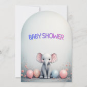 Uitnodiging voor Little Elephant Baby Shower (Achterkant)