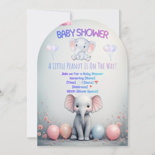 Uitnodiging voor Little Elephant Baby Shower (Voorkant)