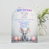Uitnodiging voor Little Elephant Baby Shower (Staand voorkant)