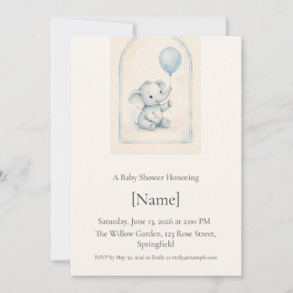 Uitnodiging voor Little Elephant Baby Shower, Bewe