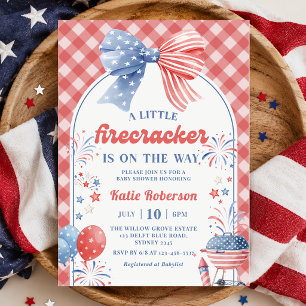 Uitnodiging voor Little Firecracker 4 juli baby sh