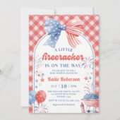 Uitnodiging voor Little Firecracker 4 juli baby sh (Voorkant)