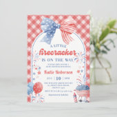 Uitnodiging voor Little Firecracker 4 juli baby sh (Staand voorkant)
