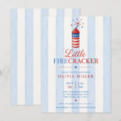 Uitnodiging voor Little Firecracker Baby Shower (Voorkant / Achterkant)
