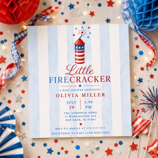 Uitnodiging voor Little Firecracker Baby Shower
