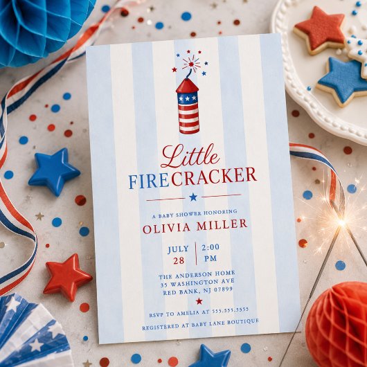 Uitnodiging voor Little Firecracker Baby Shower