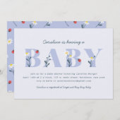 Uitnodiging voor Little Lady Baby Shower - Lavenda (Voorkant / Achterkant)