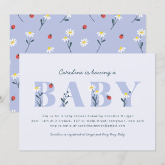 Uitnodiging voor Little Lady Baby Shower - Lavenda