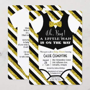 Uitnodiging voor Little Man Bow Tie Baby Shower