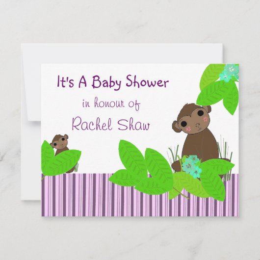 Uitnodiging voor Little Monkey Baby Shower (Voorkant)