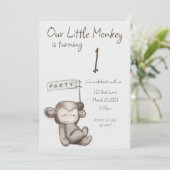 Uitnodiging voor Little Monkey-feestje (Staand voorkant)