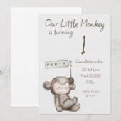 Uitnodiging voor Little Monkey-feestje (Voorkant / Achterkant)