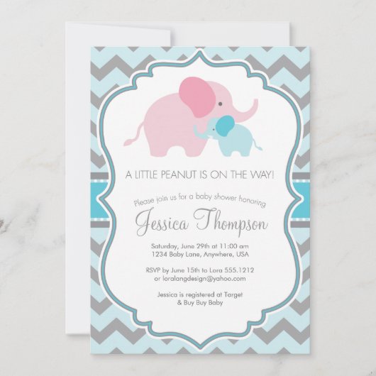 Uitnodiging voor Little Peanut Baby Shower (Voorkant)