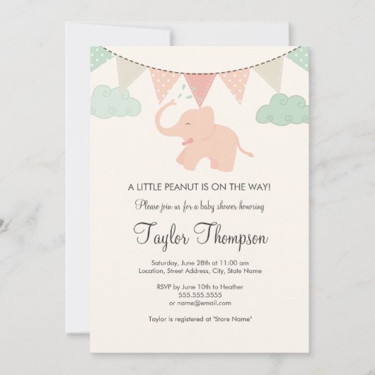 Uitnodiging voor Little Peanut Baby Shower (Voorkant)