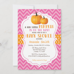 Uitnodiging voor Little Pumpkin Baby Shower Roze C