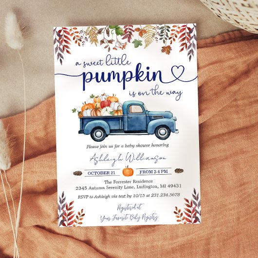 Uitnodiging voor Little Pumpkin Boy Baby Shower