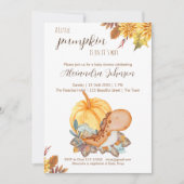 Uitnodiging voor little pumpkin dinosaur fall baby (Voorkant)