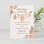 Uitnodiging voor Little Pumpkin Fall Boho Floral B (Staand voorkant)