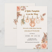 Uitnodiging voor Little Pumpkin Fall Boho Floral B (Voorkant / Achterkant)