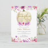 Uitnodiging voor Little Pumpkin Floral Girl Baby S (Staand voorkant)