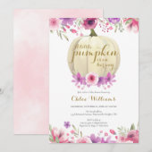 Uitnodiging voor Little Pumpkin Floral Girl Baby S (Voorkant / Achterkant)