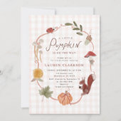 Uitnodiging voor Little Pumpkin Gingham Herfst Bab (Voorkant)