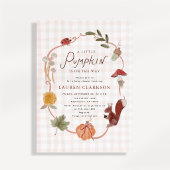 Uitnodiging voor Little Pumpkin Gingham Herfst Bab