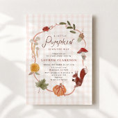 Uitnodiging voor Little Pumpkin Gingham Herfst Bab