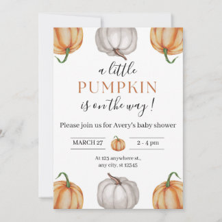 Uitnodiging voor Little Pumpkin Is On The Way Baby