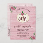 Uitnodiging voor Little Pumpkin Pink 1e verjaardag (Voorkant / Achterkant)