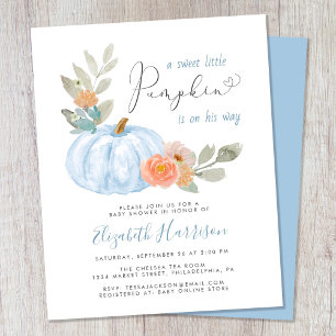 Uitnodiging voor Little Pumpkin Watercolor Baby Bo