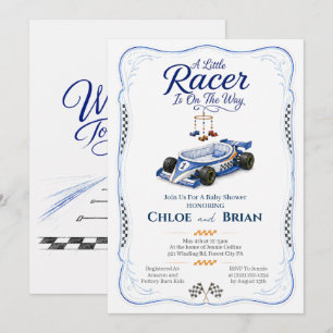 Uitnodiging voor Little Racer-wieg baby shower 