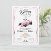 Uitnodiging voor Little Racer-wiegfeestje (Staand voorkant)