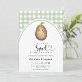 Uitnodiging voor Little Spud Baby shower (Staand voorkant)