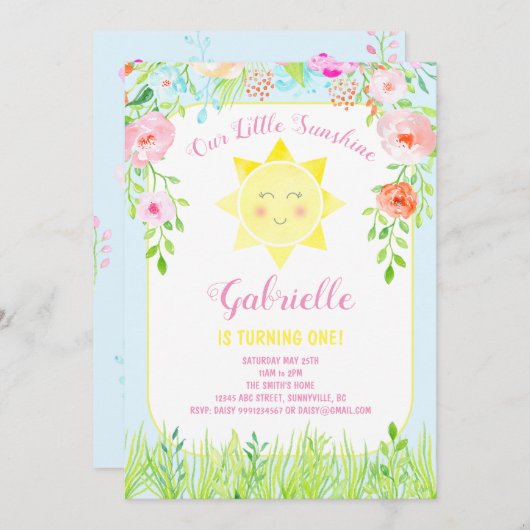 Uitnodiging voor Little Sunshine, uitnodiging voor (Voorkant / Achterkant)