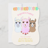 Uitnodiging voor Llama Pyjama Feestje (Voorkant)
